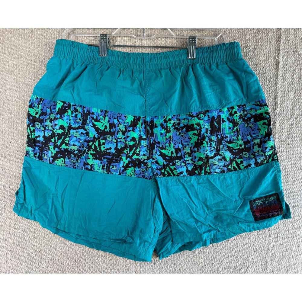 VTG Mens Sz Large Maui Trading Company Multicolor Swim Trunks Shorts 80's 90's